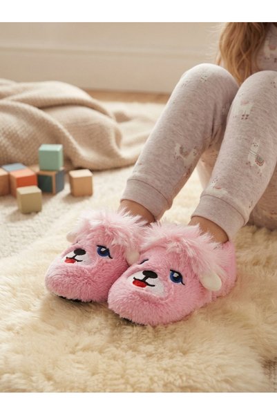 VELLINA Papuci de pluș cu blană pentru copii, unisex, cu figurină de câine, p...