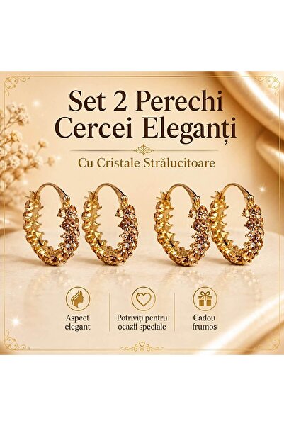 OEM Set de 2 perechi de cercei eleganți cu cristale strălucitoare