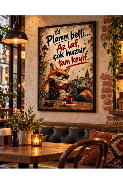 OAKY Life Komik Hayvan Yazılı Tablo – Çerçeve Görünümlü MDF Retro Eğlenceli D...