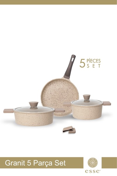 Esse Granit Döküm Tencere Set 5 Parça 20 Derin 24 Kısa 24 Tava