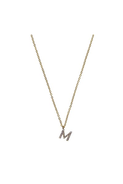 OEM Colier Lant de Culoare Auriu cu Litera M cu Strass pentru Femei – Accesor...