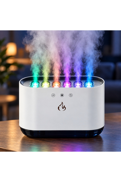 Coverzone Ultrasonik Hava Nemlendirici Buhar Makinesi 900 ml, 6 Başlıklı RGB LED Işıklı, Ses Duyarlı, Dokunmatik Kontrollü, Type-C USB Masaüstü Soğuk Buhar Cihazı, DQ702