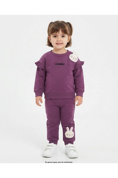 voyyo kids baby Момичешки зимен плътен комплект анцуг, плетен от три нишки, с...