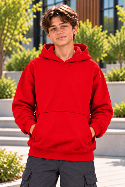 DAXİS Sportwear Company سترة رياضية للأولاد بقلنسوة وجيوب كبيرة على شكل كنغر