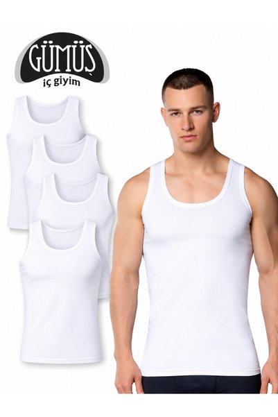 Gümüş İç Giyim Gümüş Premium Cotton Erkek Atlet 5’li Beyaz Set %100 Pamuk Gün...