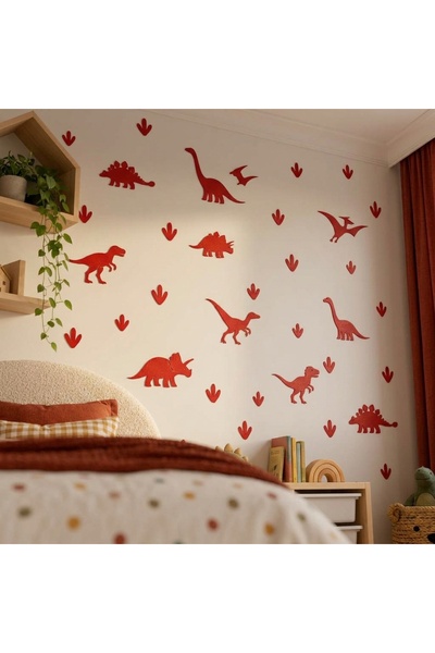 MIGNATIS Dinosaur Themed Kids Room Wall Sticker Set - Self-Adhesive Wall Deco...