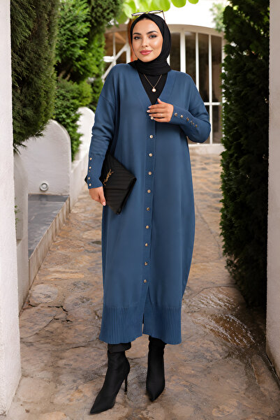 İmajButik Indigo Cold Yarn Knitwear Cardigan