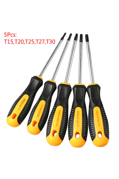 Choice 5Pcs T15-T30 CR-V Security Hole Torx Screwdriver Combination Set Magne...