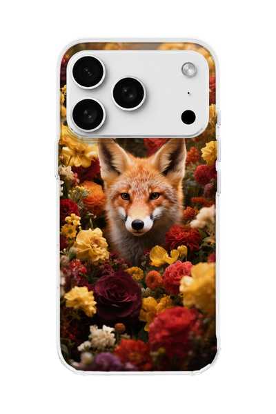 lelia حافظة هاتف شفافة مطبوعة عليها ثعلب وزهور متوافقة مع هاتف iPhone 18 Pro Max