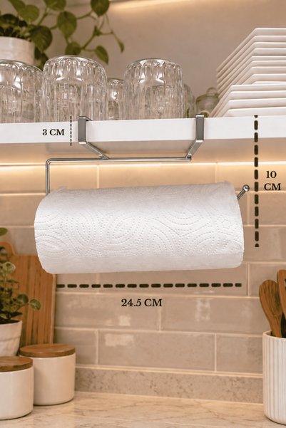 Edora Home Parlak Silver Misketli Raf Altı Kağıt Havluluk – Dolap Altı Askılı...