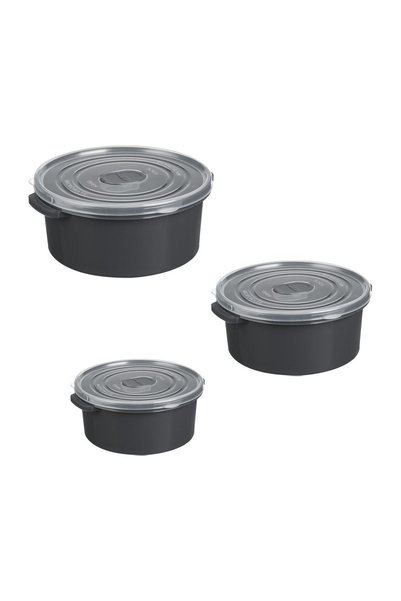 OEM Caserole Gri Rotunde cu Capac cu Supapa de Aer 3 Marimi – 3buc – Depozita...