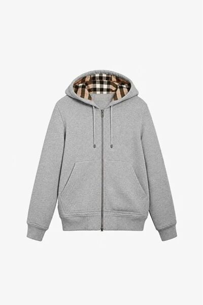 BPM Drip Plaid Patterned Oversize Zip Hoodie Jacket