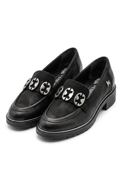Venüs 2550402 black genuine leather loafer shoes