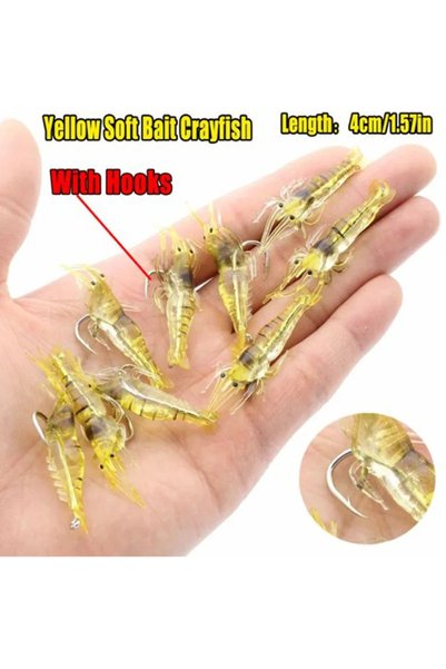 Choice 20Pcs yellow 20Pcs Luminous Soft Shrimp Lures Silicone Artificial Bait...