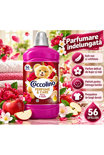 Coccolino Balsam de rufe Perfume & Care Peony & Apple, 56 spălări, parfum de ...