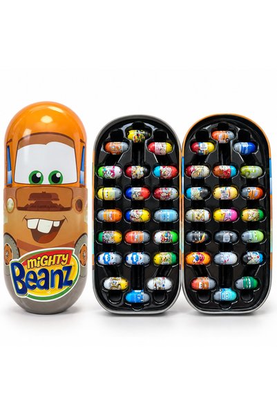 Mighty Beanz Disney Pixar Cars Arabalar 42'li Mini Fasulye Figür Seti Tow Mater Metal Taşıma Kutulu Nostaljik Oyuncak