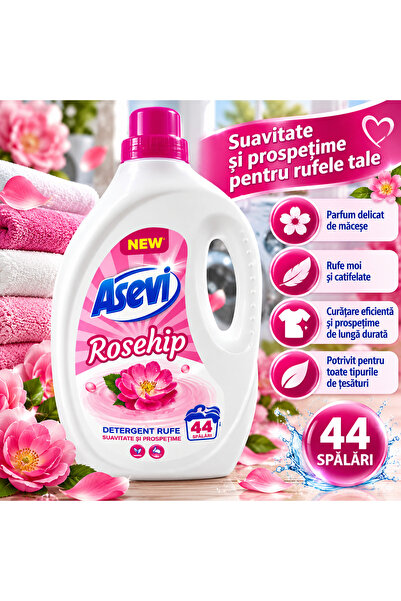ASEVI Detergent lichid de rufe Rosehip, 44 spălări ,2,376 L – Parfum de măceș...