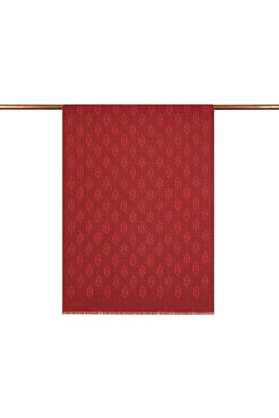 ipekevi Monogram Yün İpek Şal 09326-Bordo