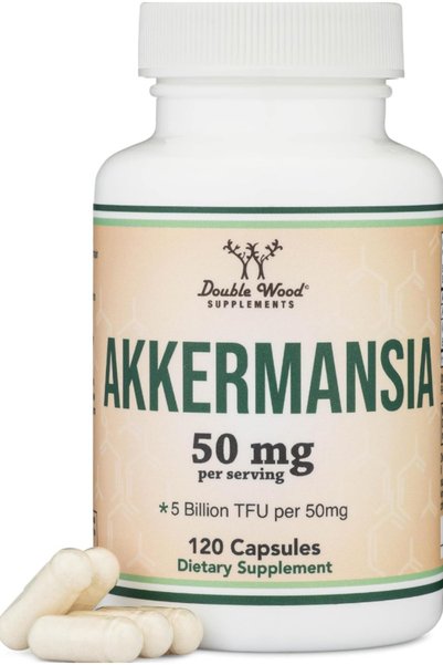 DOUBLE WOOD Akkermansia Muciniphila Postbiotic, 5B TFU, GLP + Gut, 120 Capsules