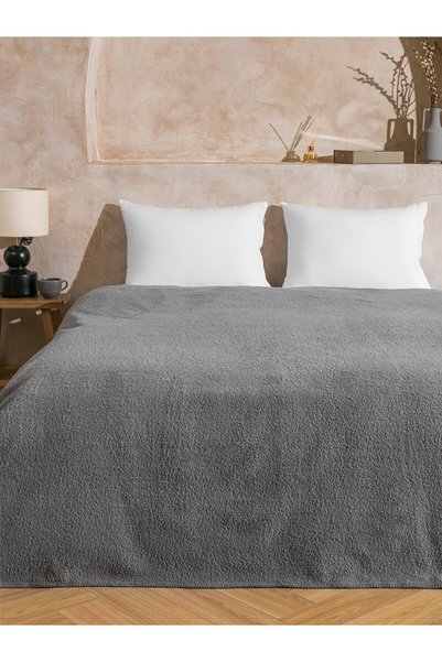 LC Waikiki Nevavm Farkıyla Lcw Home Gray Double Plush Blanket 200X220 cm