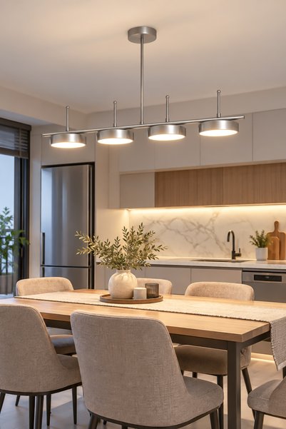 Fer Avize Çello 4'lü Led Modern Tasarım 3 Renk Işık Seçenekli Enerji Tasarruf...