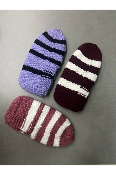 MESKSTORE 3 ÇİFT El Örgüsü Patik 38-39