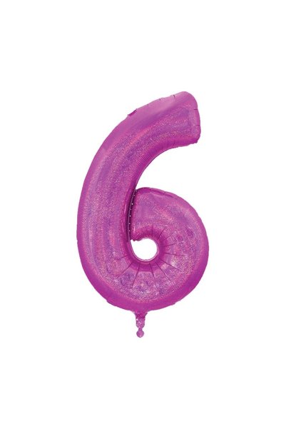 OEM Balon de Petrecere din Folie Metalizata Fucsia Holografica Nr.6 - 60 cm