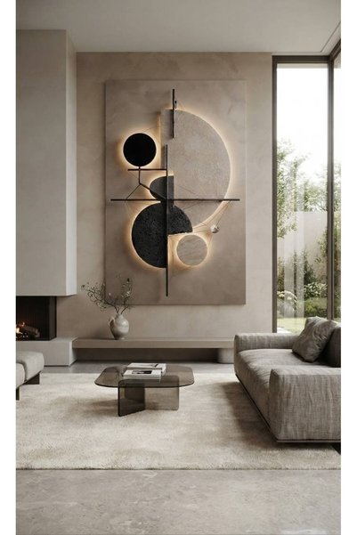 zeyrada Premium Özel Tasarım Modern 3D Efektli Işıklı Geometrik Çubuklu ve Ta...