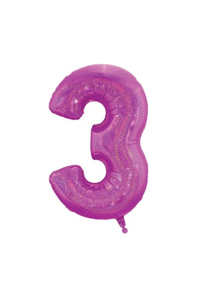 OEM Balon de Petrecere din Folie Metalizata Fucsia Holografica Nr.3 - 60 cm