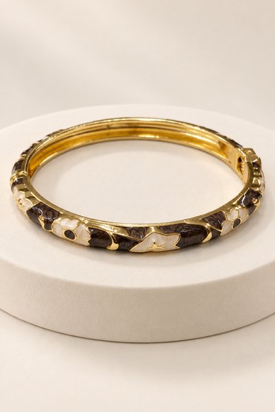 MakeWell Women's Colorful Enamel Steel Bracelet with Patterned Stylish Cuff B...