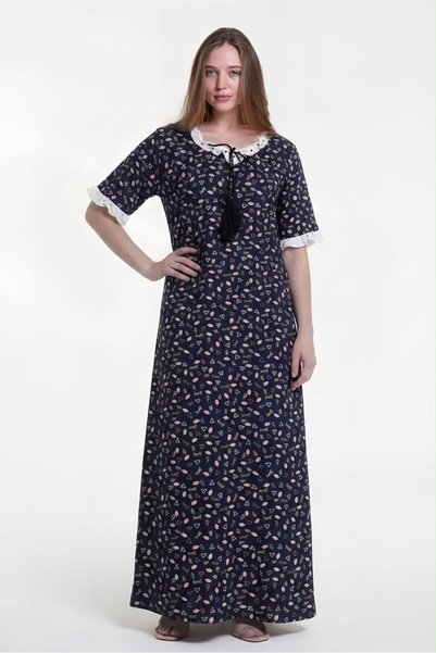 al bent al sharqieh Floral Printed Nightgowns for Women Cotton Long Night Gow...