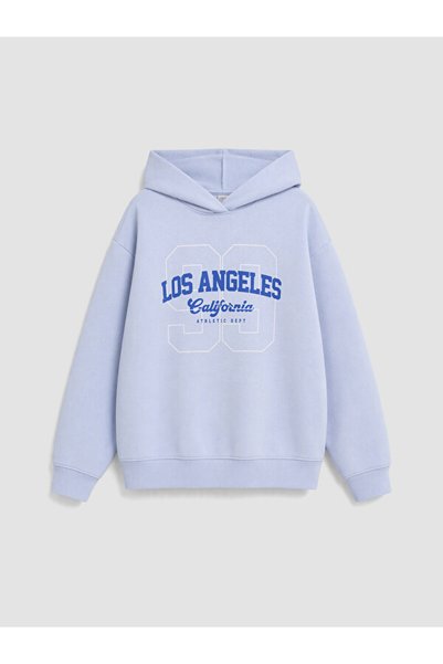 LC Waikiki Rmz Gi̇yi̇m Farkiyla Los Angeles Printed Girls' Thick Sweatshirt