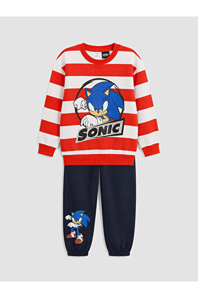 LC Waikiki Set Trening Băieți Imprimat Sonic Vărgat