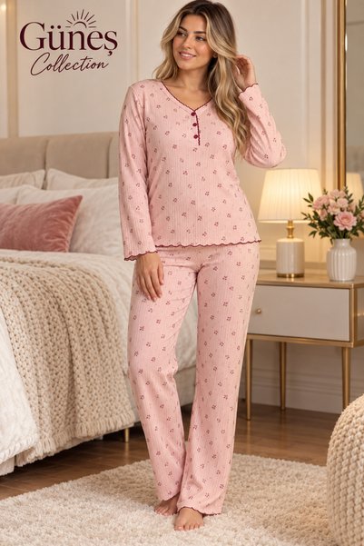 güneş collection Büyük Beden Kışlık Yumuşak Doku Pijama Takımı