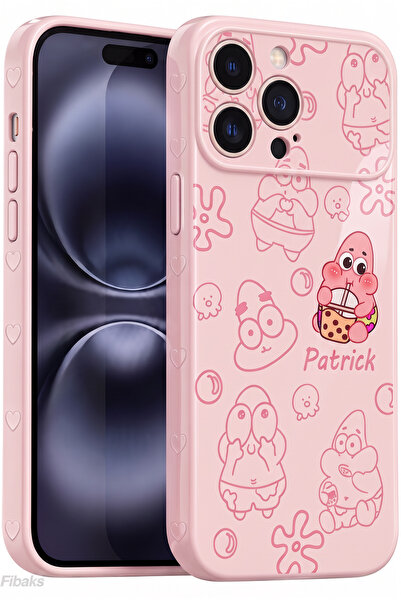 Fibaks iPhone 14 Pro Max / 15 Pro Max Kılıf Patrick Desenli Kamera Korumalı K...