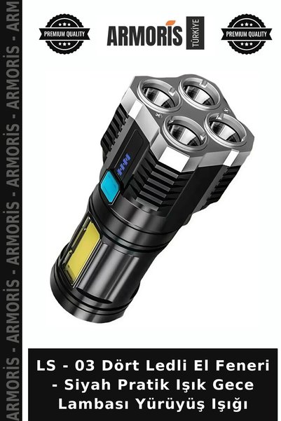 Generic Brand Ls - 03 Four Led Flashlight - Black Practical Light Night Light...