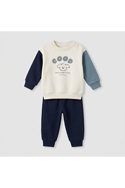 Damla 2'li Unisex Bebek Takım Baskılı %100 Pamuklu 6-9-12-18-24 Ay Alt Üst 2'...