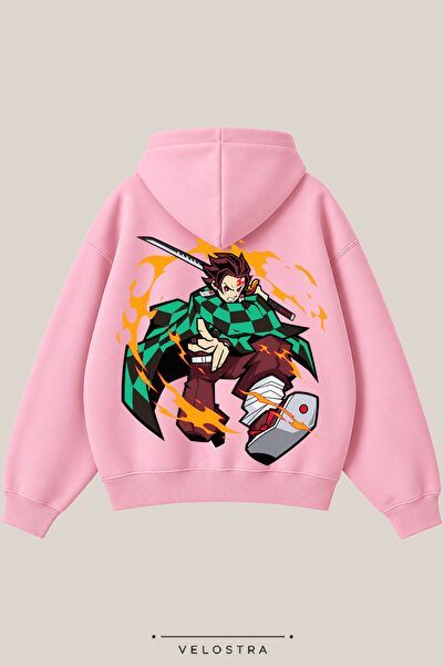 Velostra Unisex majica sa kapuljačom Demon Slayer Tanjiro, široka veličina, s...