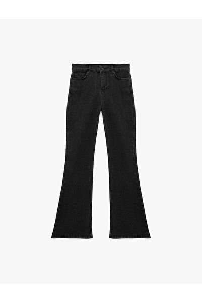 Koton Cotton Slim Fit Buttoned Pocketed Spanish Flare Denim Trousers - Flare ...