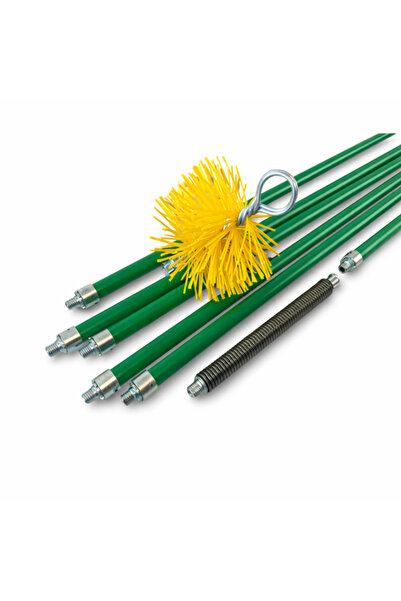PMX Kit profesional pentru curățarea coșurilor, tije de 8m cu blocare cu arc ...
