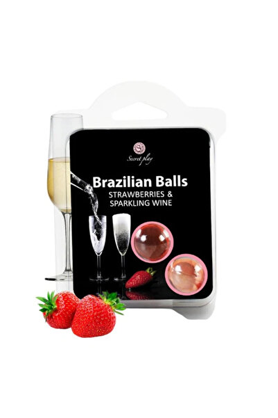 SECRET PLAY Brazilian Balls - Vin spumant cu căpșuni, ulei de masaj pentru co...