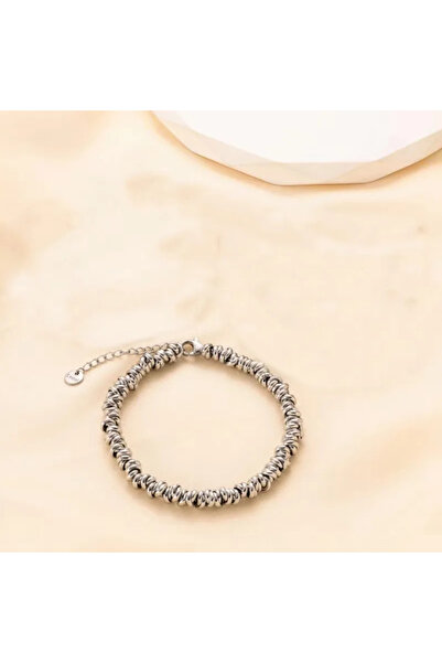 Glamorous Style Γυναικείο Ασημί Βραχιόλι Αλυσίδα με Μικρούς Κρίκους