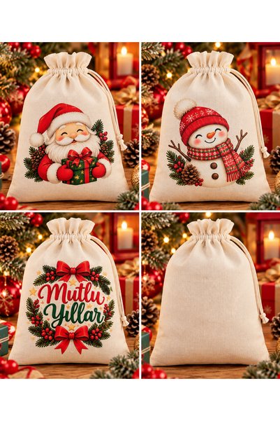 Ckdesign Christmas Gift Pouch Drawstring Cloth Pouch Santa Claus Snowman Deer Printed New Year Gift Bag 20X14 Large Size