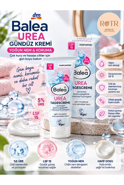 BALEA Urea %5 Nemlendirici Gündüz Yüz Kremi SPF 15 – Çok Kuru ve Hassas Ciltl...