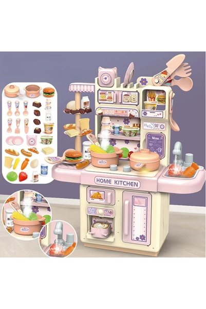 Beauenty Kitchen Playset with Realistic Steam & Light, 39 PCS Kitchen Accesso...
