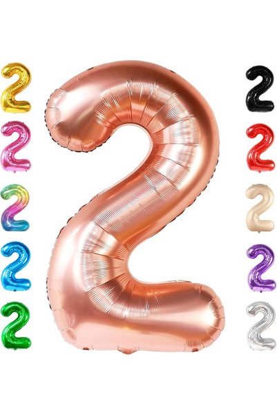 KATCHON , Rose Gold Number 2 Balloon - 40 Inch | Mylar Rose Gold 2 Balloon, 2...