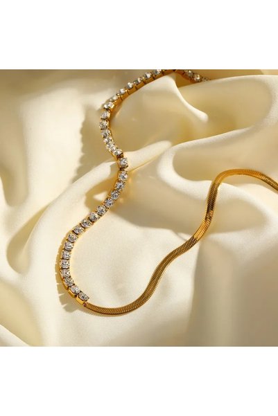 Glamorous Style Γυναικείο Χρυσό Κολιέ με Ζιργκόν
