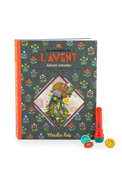 Moulin Roty Calendar de Advent Lanterna si 23 de discuri cu povesti Minouchkas