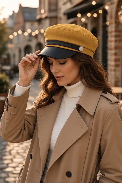 GİYU SHOP Women's Winter Suede Newsboy Captain Hat