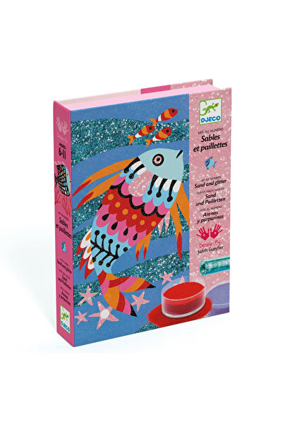 djeco Atelier creativ cu nisip colorat Pesti stralucitori,